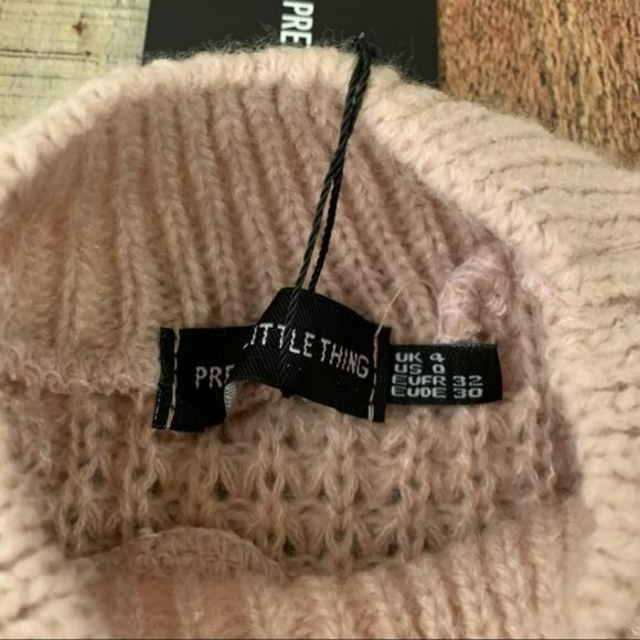 Pretty little thing pale pink soft touch belted jumper sweater oversized dress - Picture 7 of 9